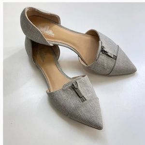 Belle by Sigerson Morrison 7 Silvia d'Orsay Flats Natural Grey Zipper